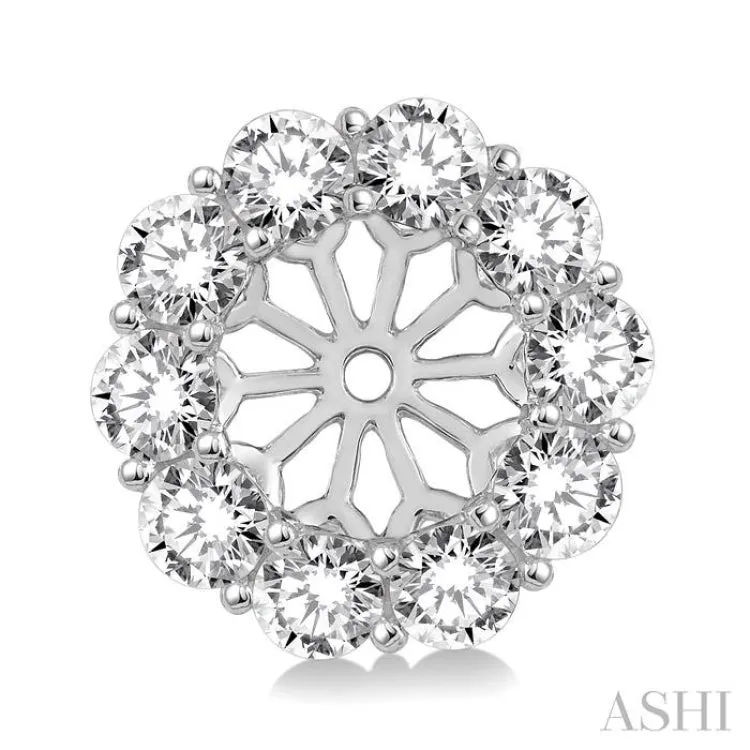 1 Ctw Round Cut Diamond Earring Jacket in 14K White Gold