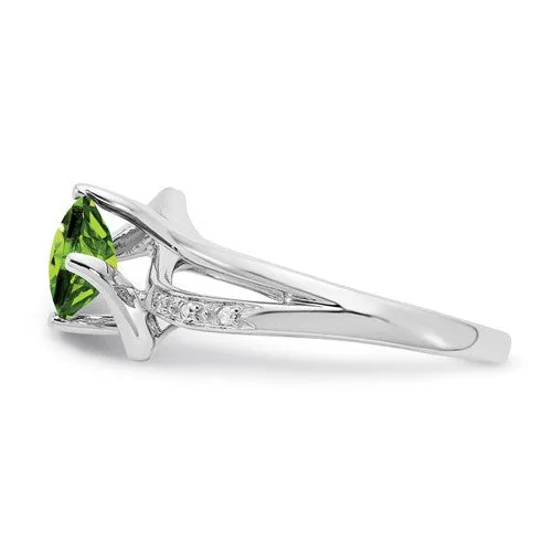 10k White Gold Peridot and Diamond Ring