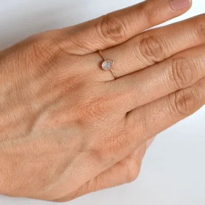 14k Pear Moonstone Ring