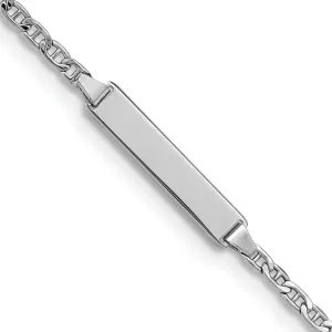 14K White Gold Childrens Anchor ID Bracelet