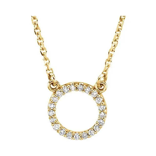 14KT Gold 1/10 CTW Diamond Circle 16" Necklace