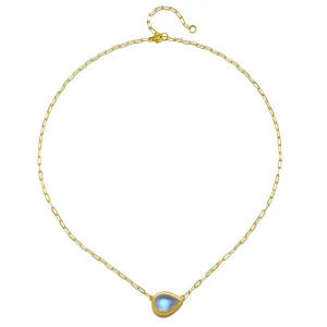 18 Karat Gold Pear Shaped Moonstone Necklace - 6.11 carats