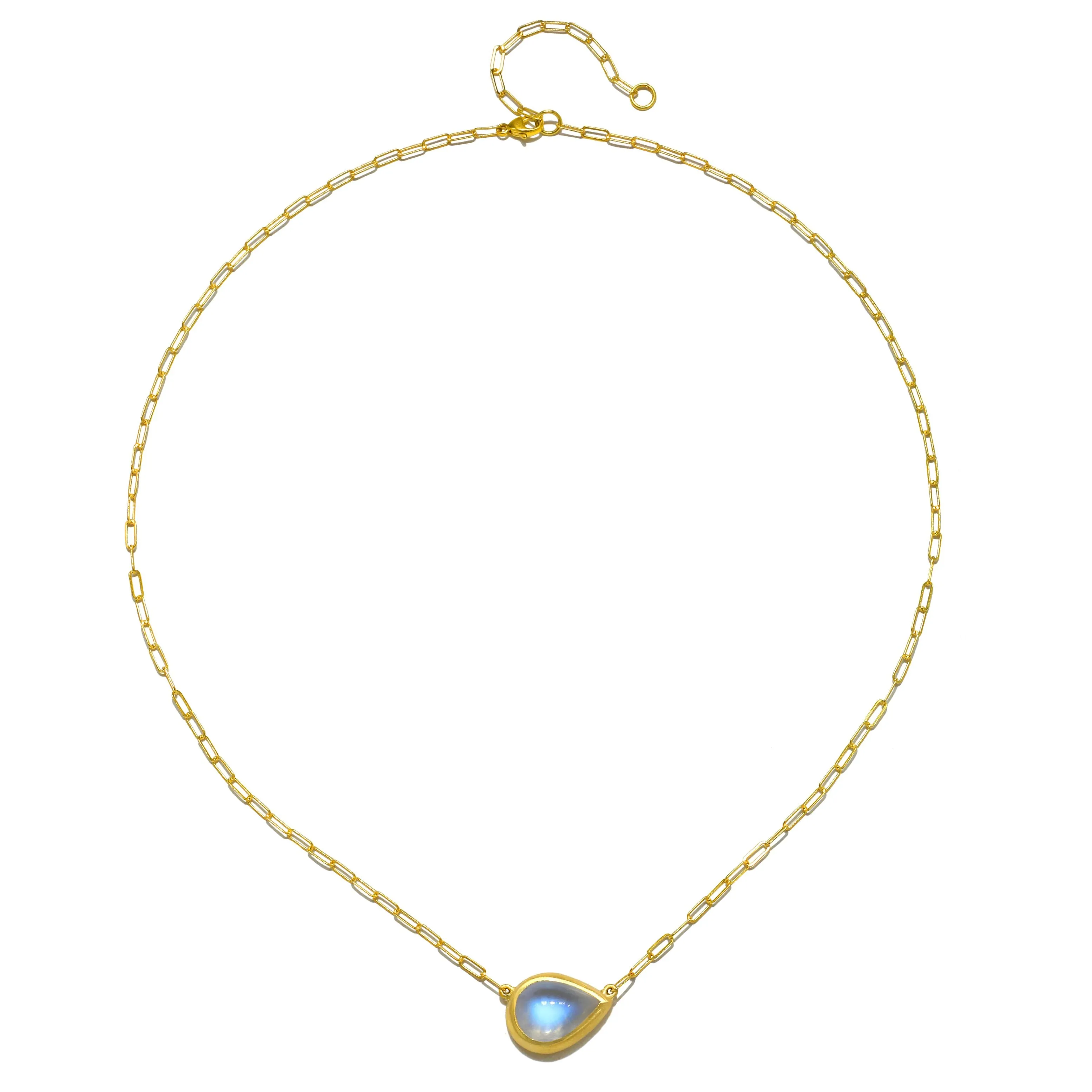 18 Karat Gold Pear Shaped Moonstone Necklace - 6.11 carats