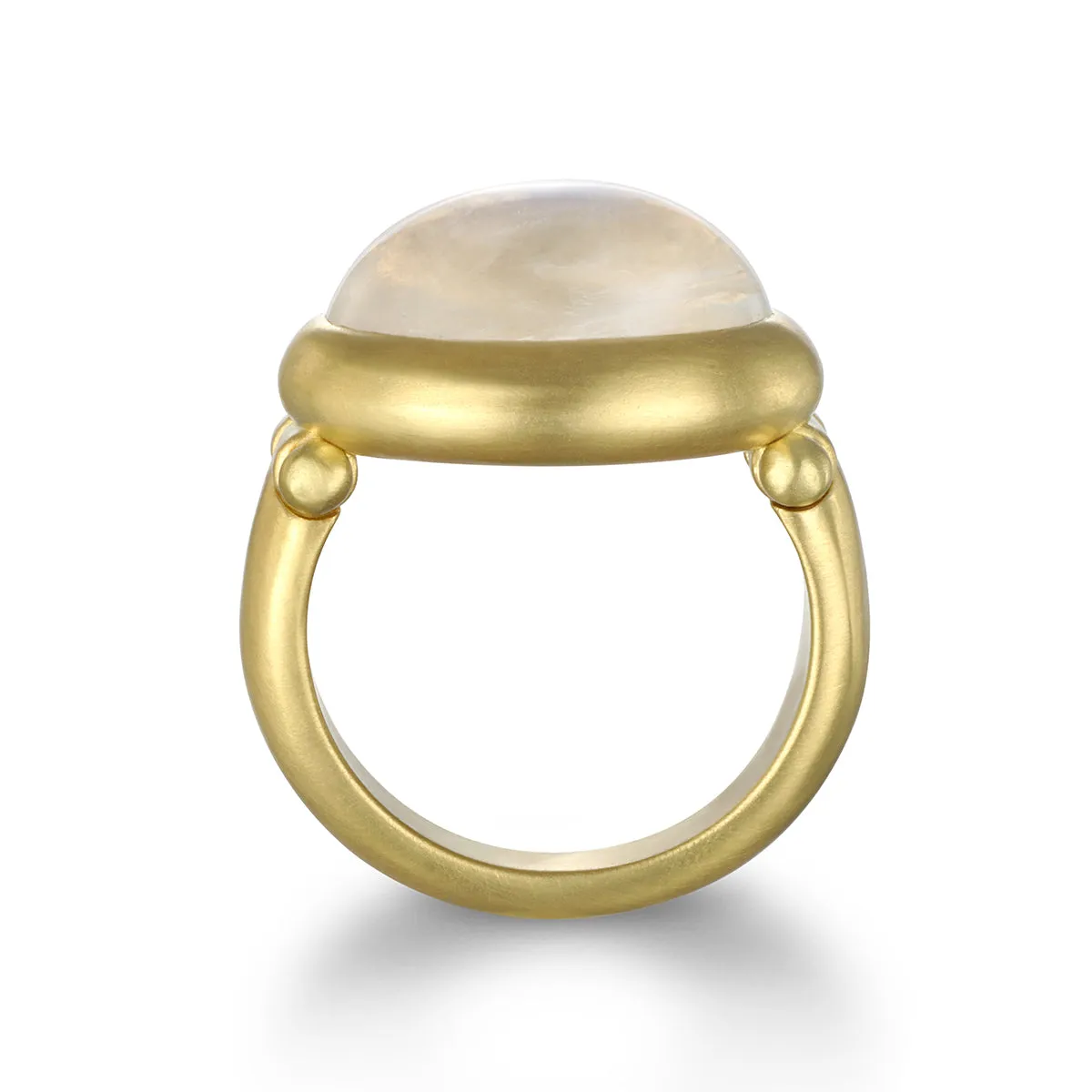 18 Karat Gold Rainbow Moonstone Hinged Ring