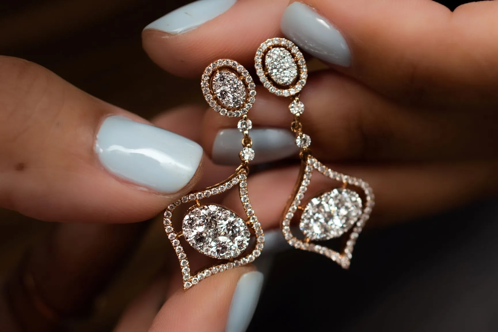 3.74 ctw Post Drop Diamond Earrings
