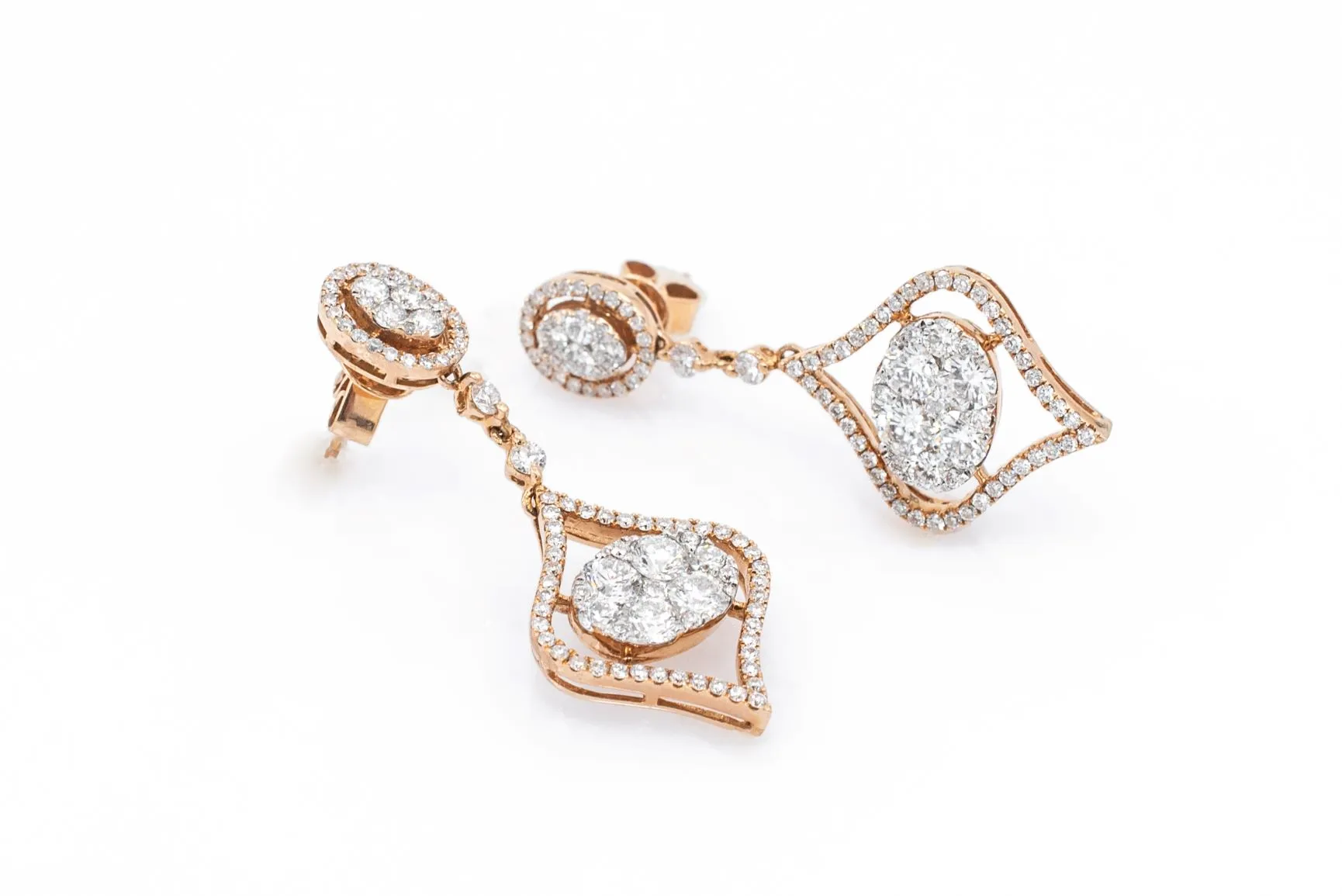 3.74 ctw Post Drop Diamond Earrings