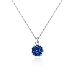 Adabele Natural Druzy Crystal Round Pendant Gemstone Necklace 18 inch Electroplated Healing Crystal Quartz Chakra Gem Stones Jewelry Women Girls Purple Blue stainless-steel