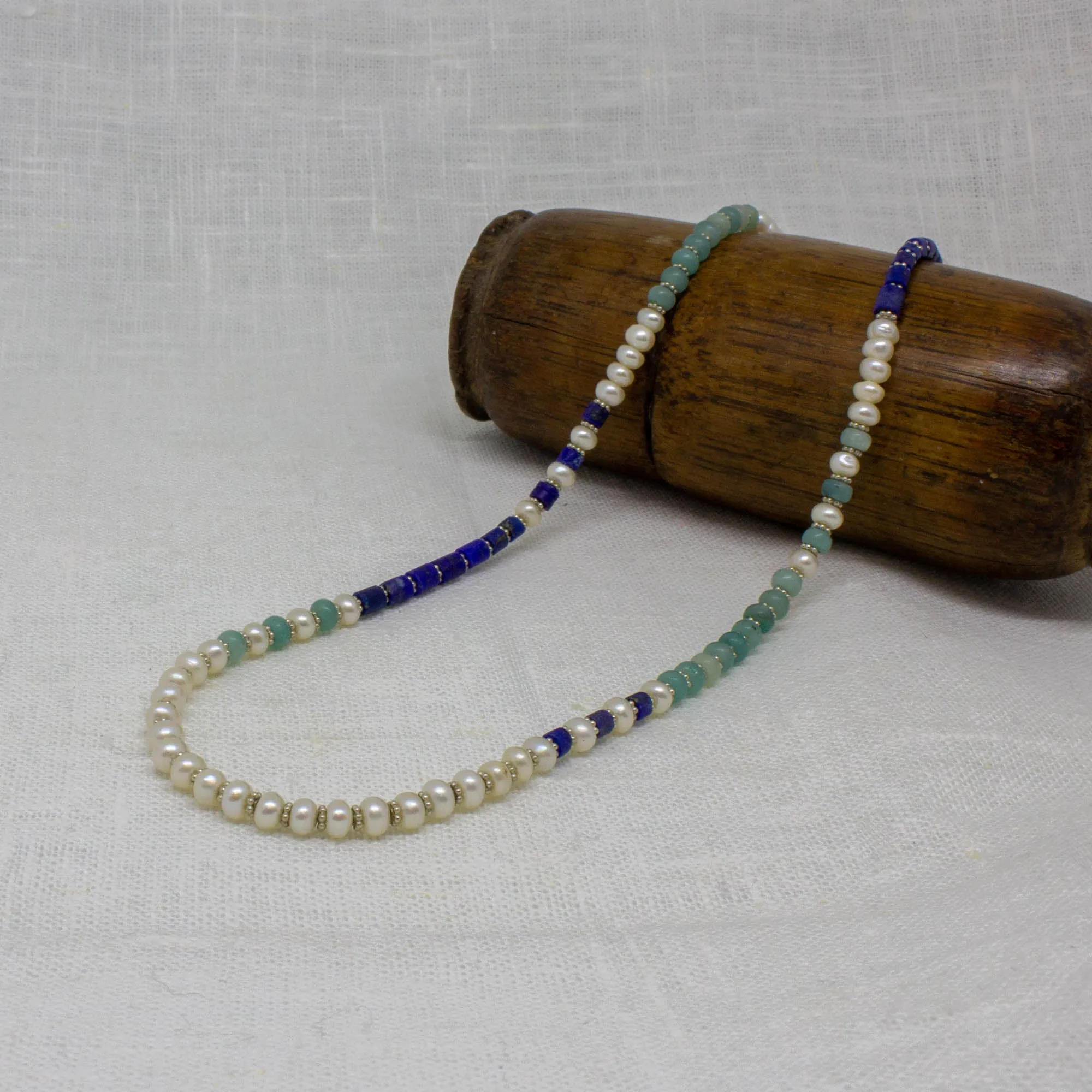 Amazonite, Lapis and Pearl Necklace