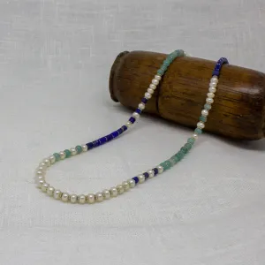 Amazonite, Lapis and Pearl Necklace
