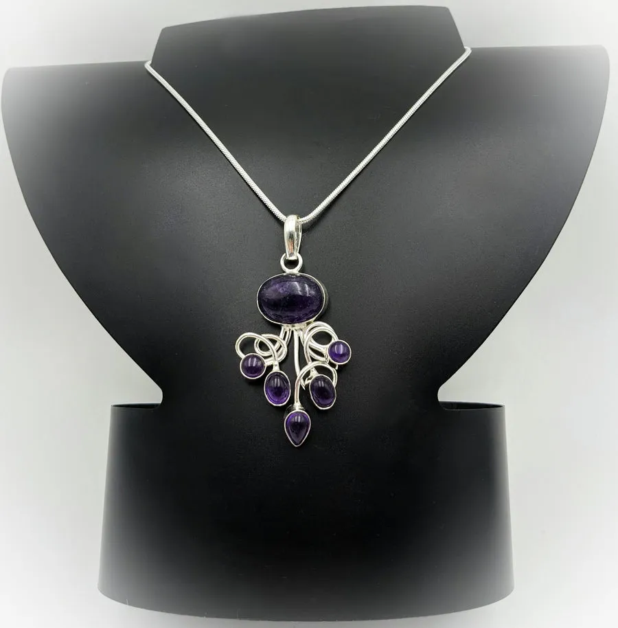 Amethyst, 925 Sterling Silver, Necklace