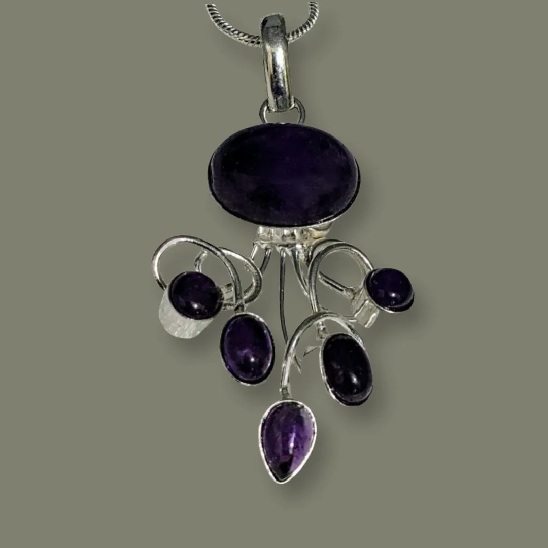 Amethyst, 925 Sterling Silver, Necklace
