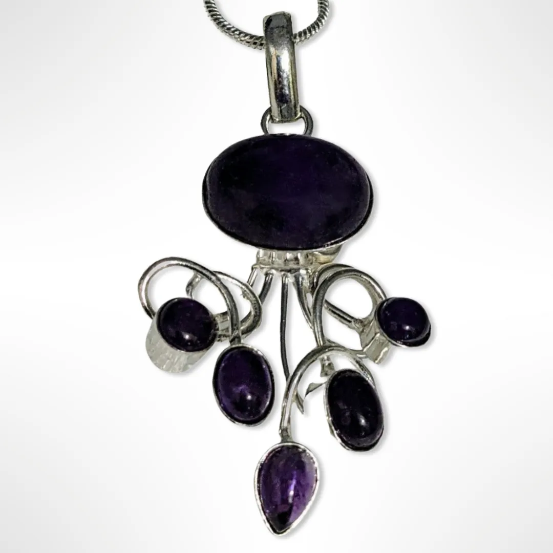 Amethyst, 925 Sterling Silver, Necklace