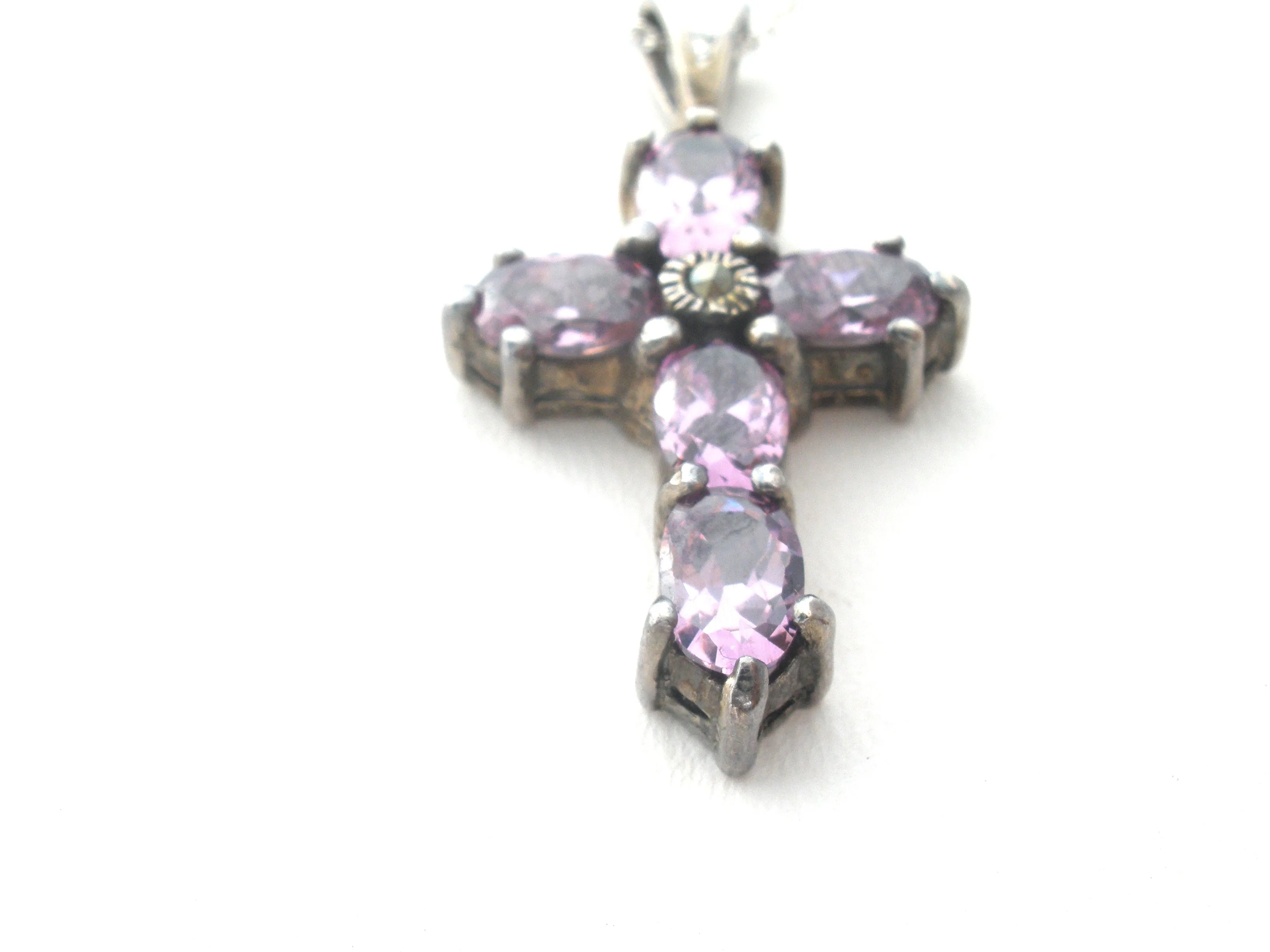 Amethyst Cross Pendant Necklace 18"