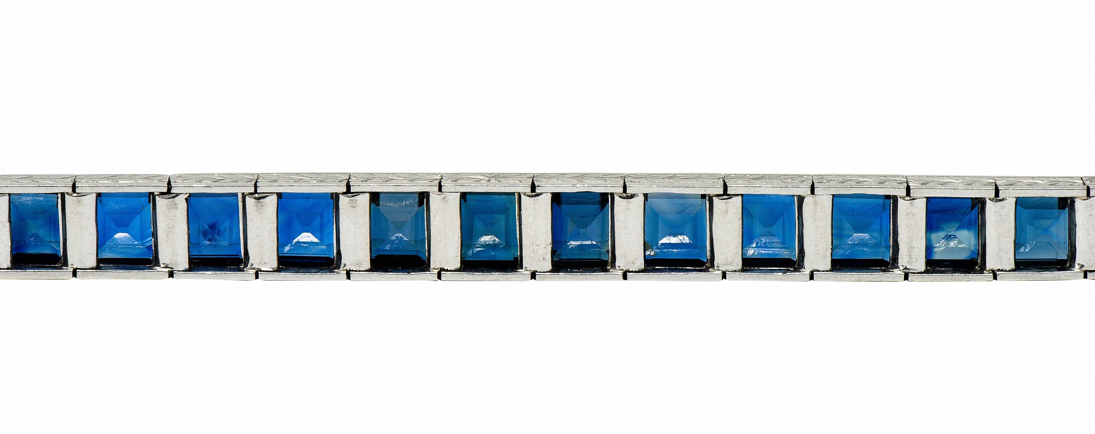 Art Deco 24.05 CTW No Heat Australian Sapphire Platinum Line Bracelet GIA