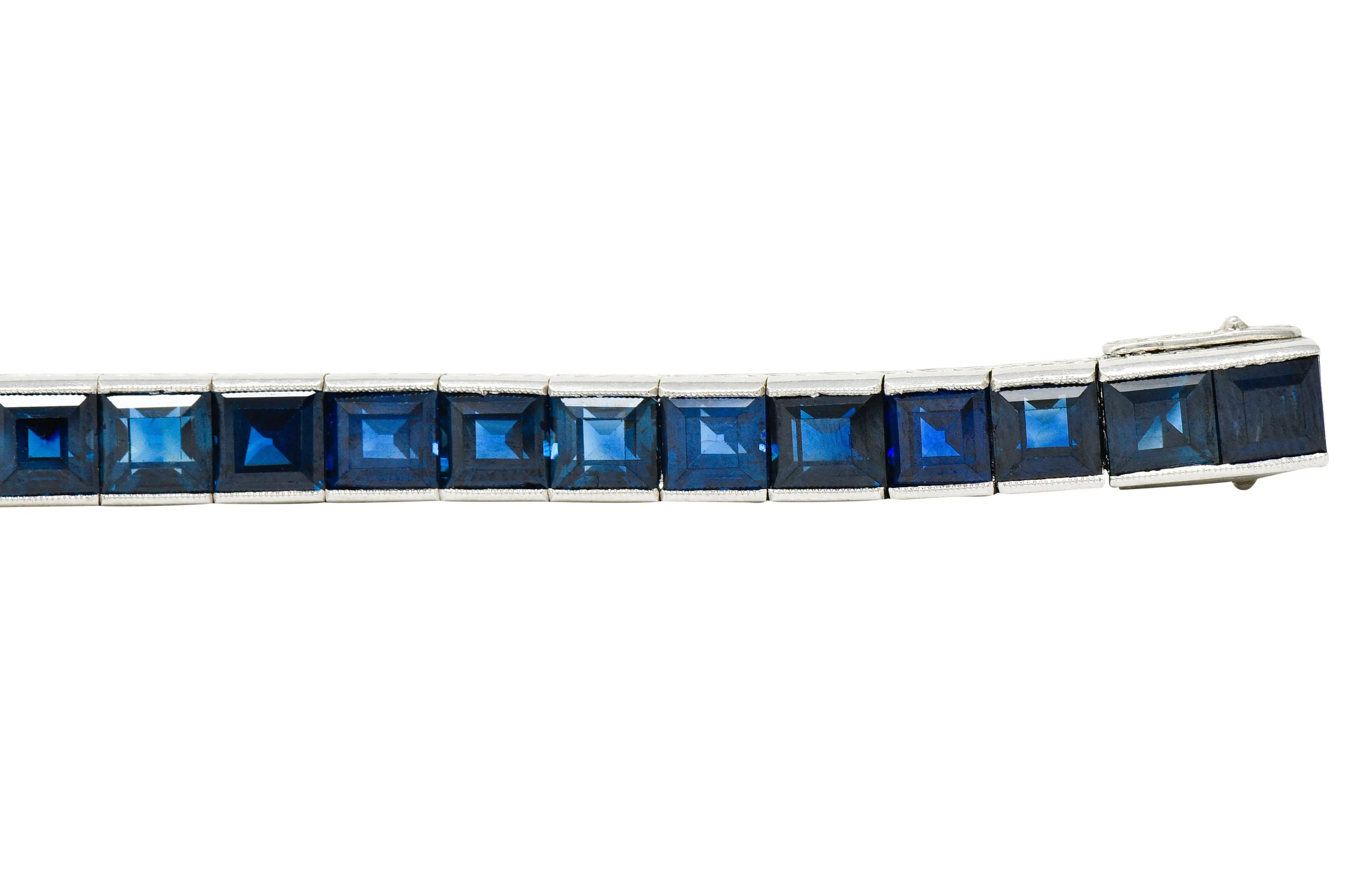 Art Deco 24.05 CTW No Heat Australian Sapphire Platinum Line Bracelet GIA
