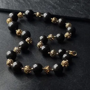 Beautiful Shining Black Onyx Beaded Necklace