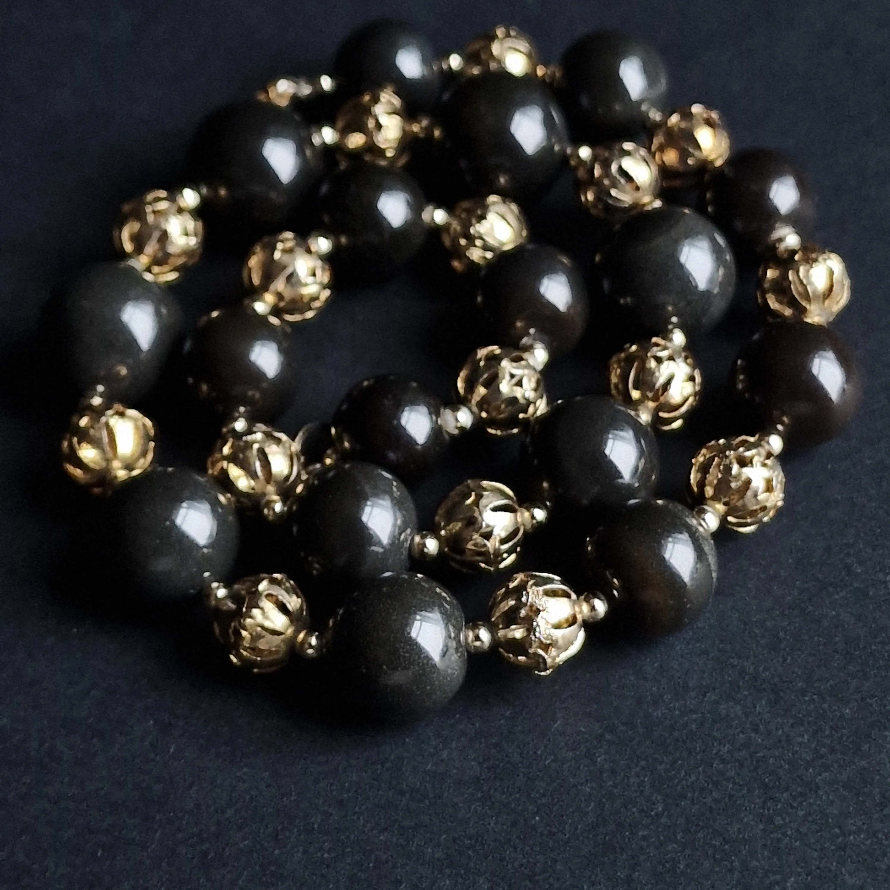 Beautiful Shining Black Onyx Beaded Necklace