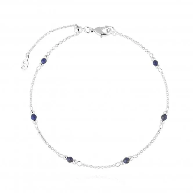 Birthstone September Lapis Silver 26cm Adjustable Anklet 4208