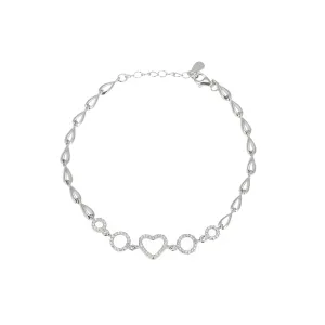 Circle and Heart Sterling Silver Bracelet
