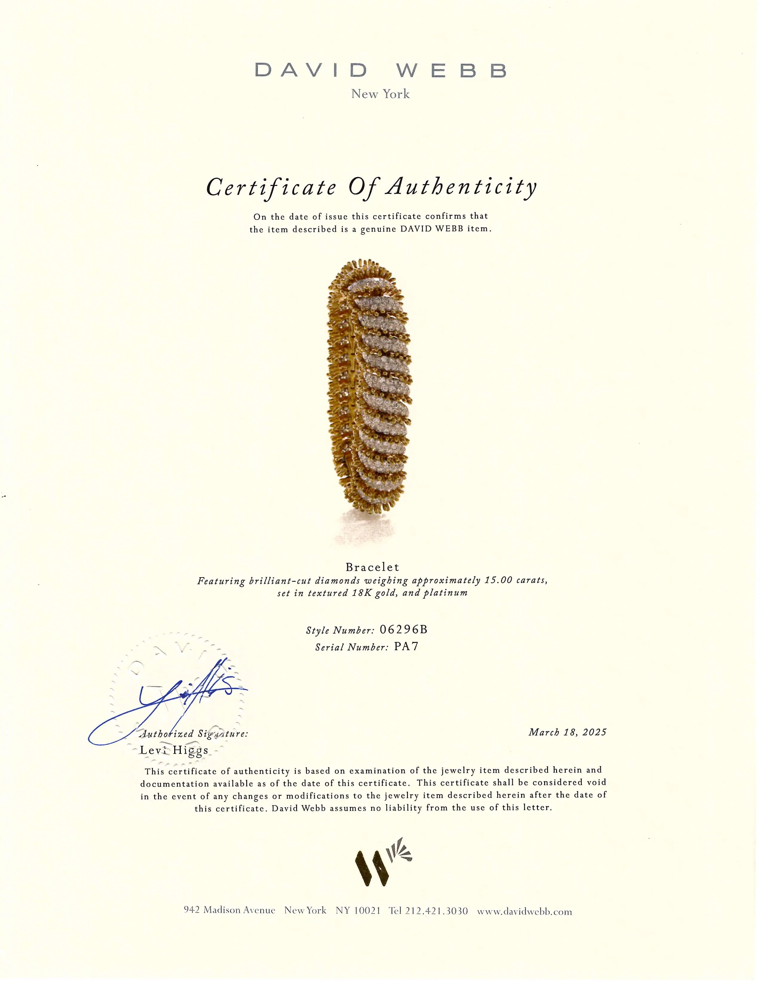 David Webb Diamond Bracelet in 18K Gold and Platinum