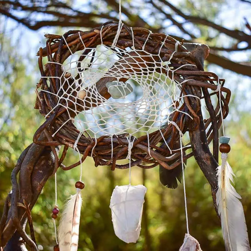 Dreamcatcher Crystal Mindfulness art mobile Anxiety gifts Home clearing protection
