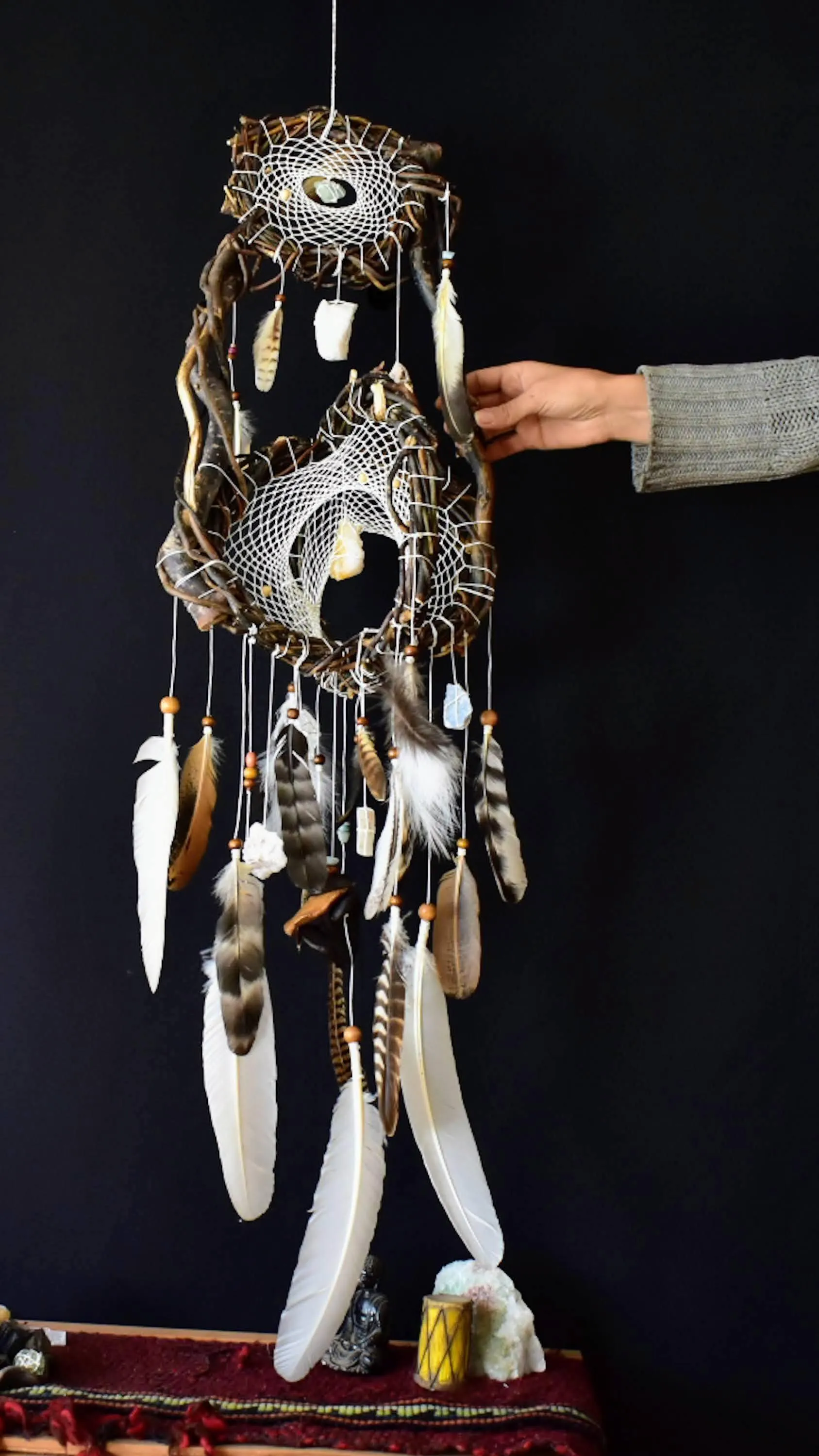 Dreamcatcher Crystal Mindfulness art mobile Anxiety gifts Home clearing protection