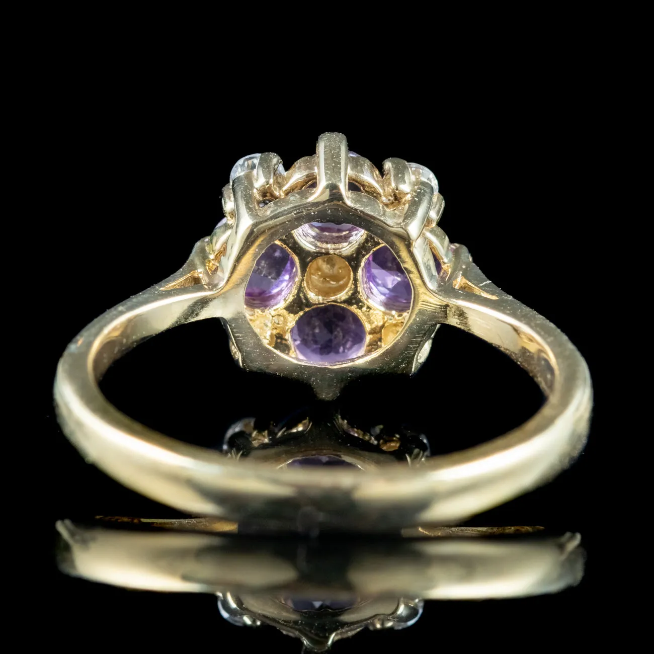 Edwardian Style Suffragette Cluster Ring Amethyst Peridot Diamond