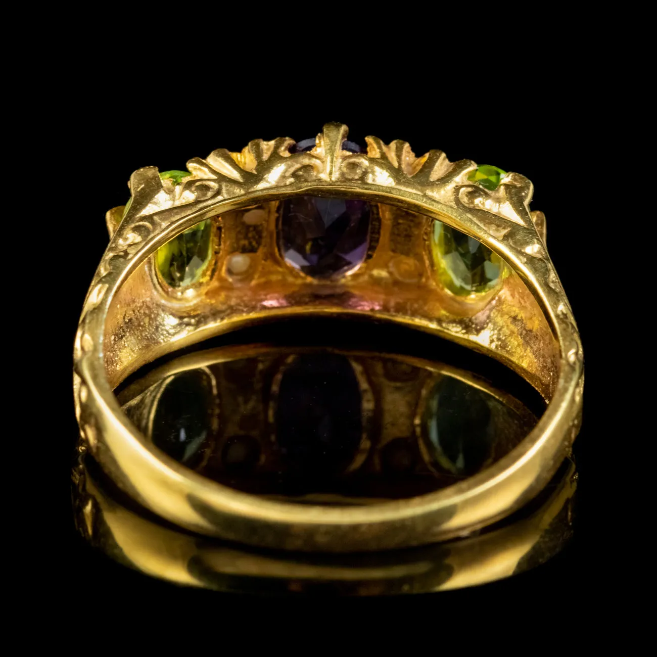 Edwardian Suffragette Style Ring Amethyst Peridot Pearl