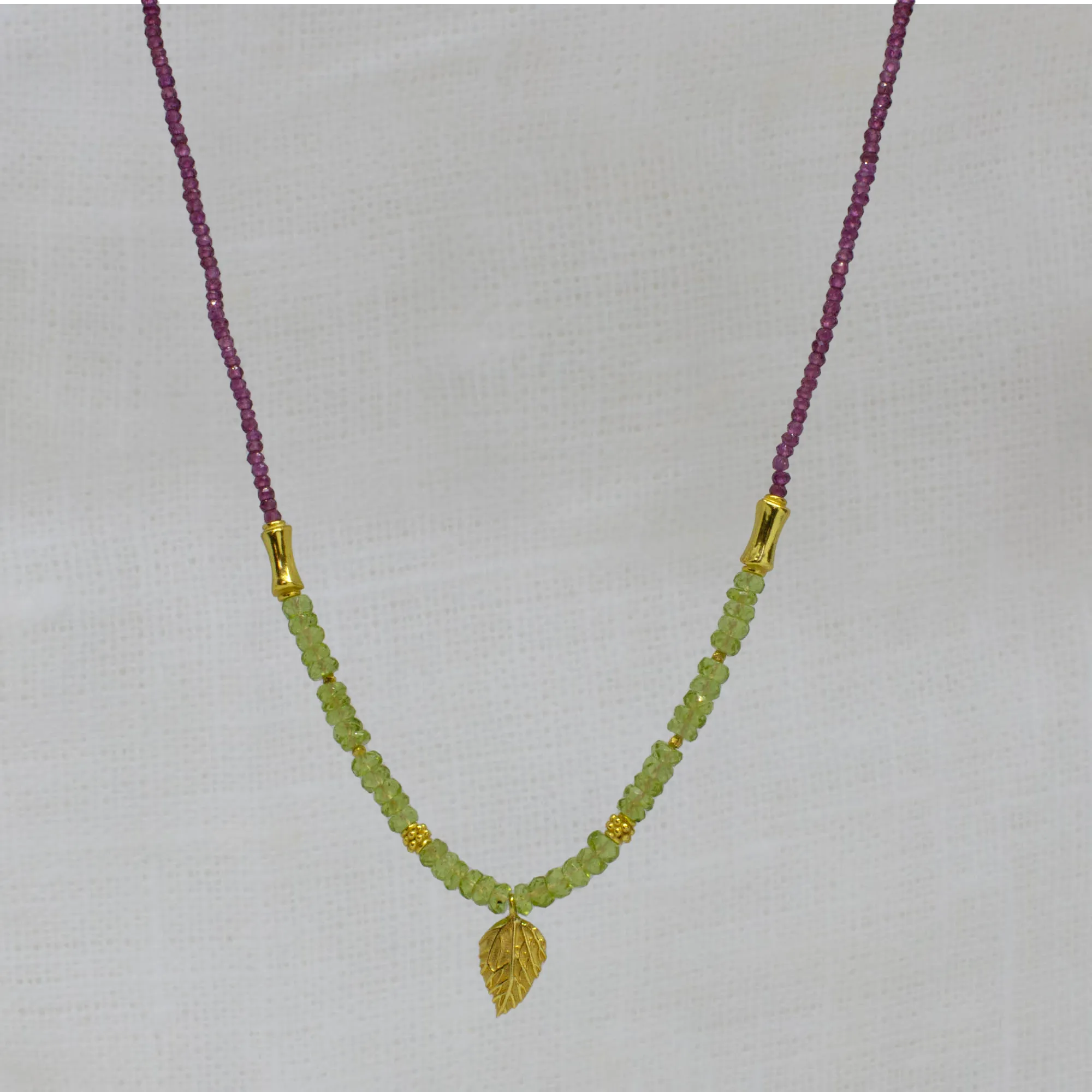 Gemstone Hazel Leaf Beaded Necklace