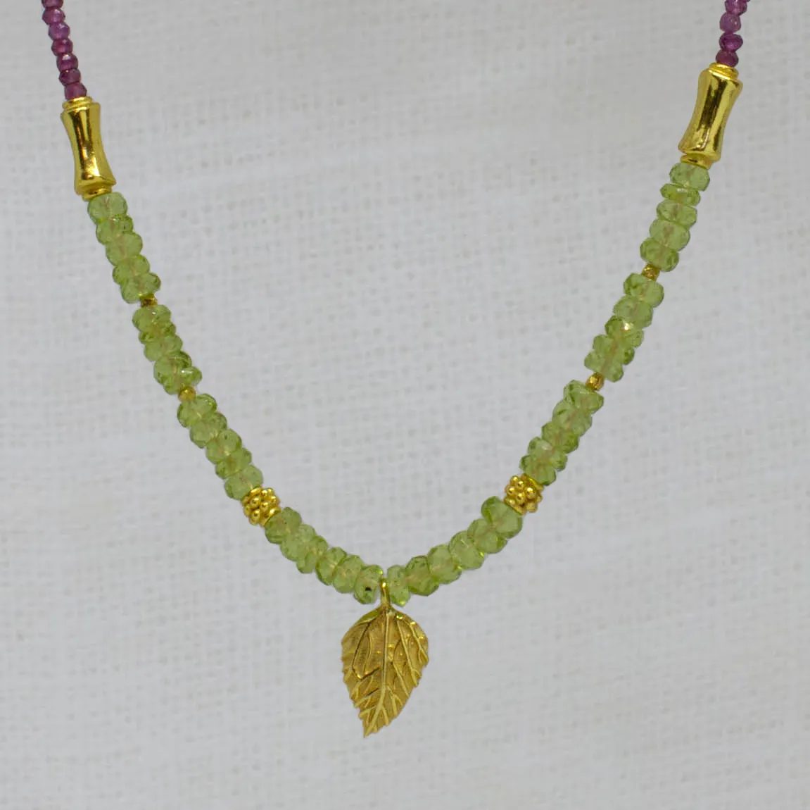 Gemstone Hazel Leaf Beaded Necklace