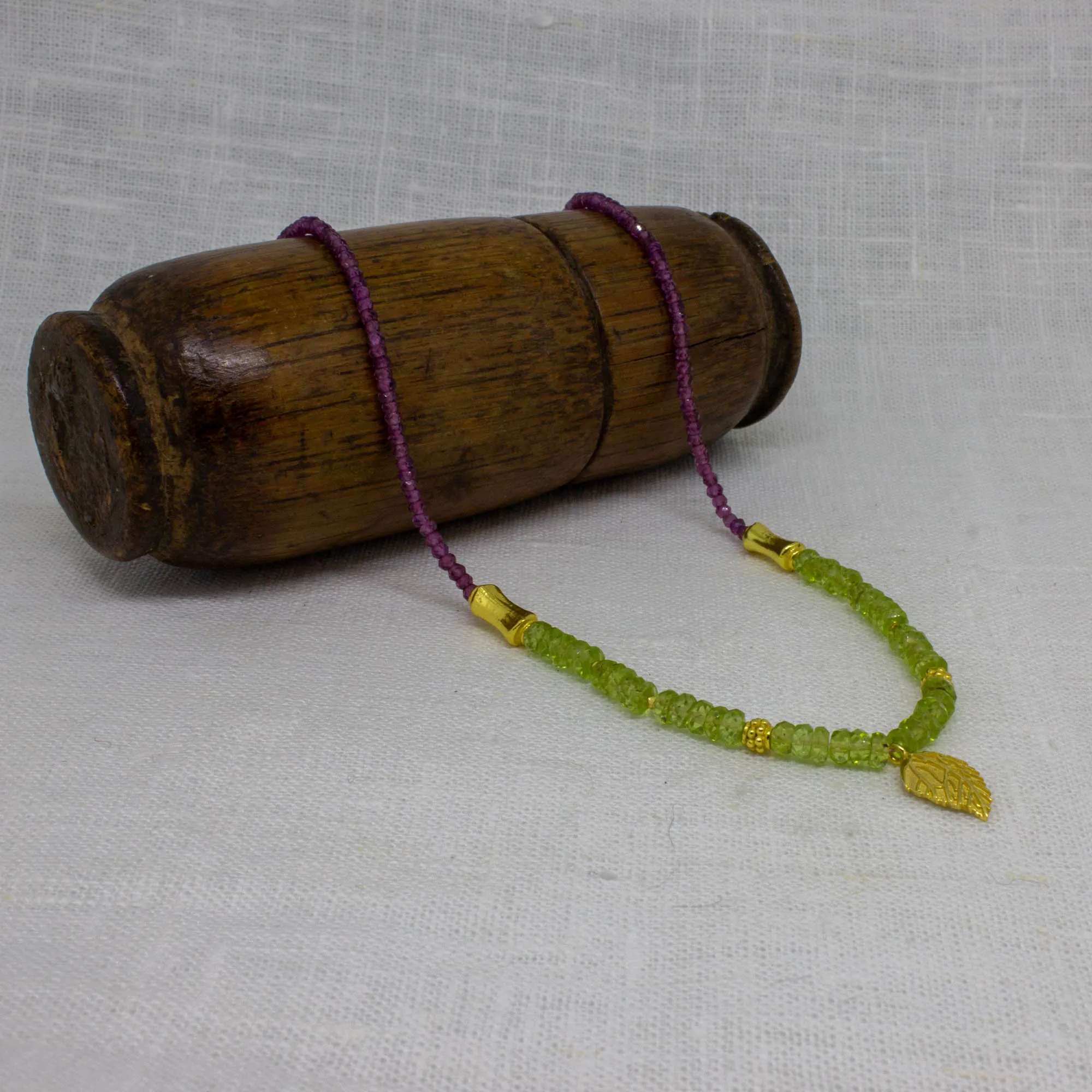 Gemstone Hazel Leaf Beaded Necklace