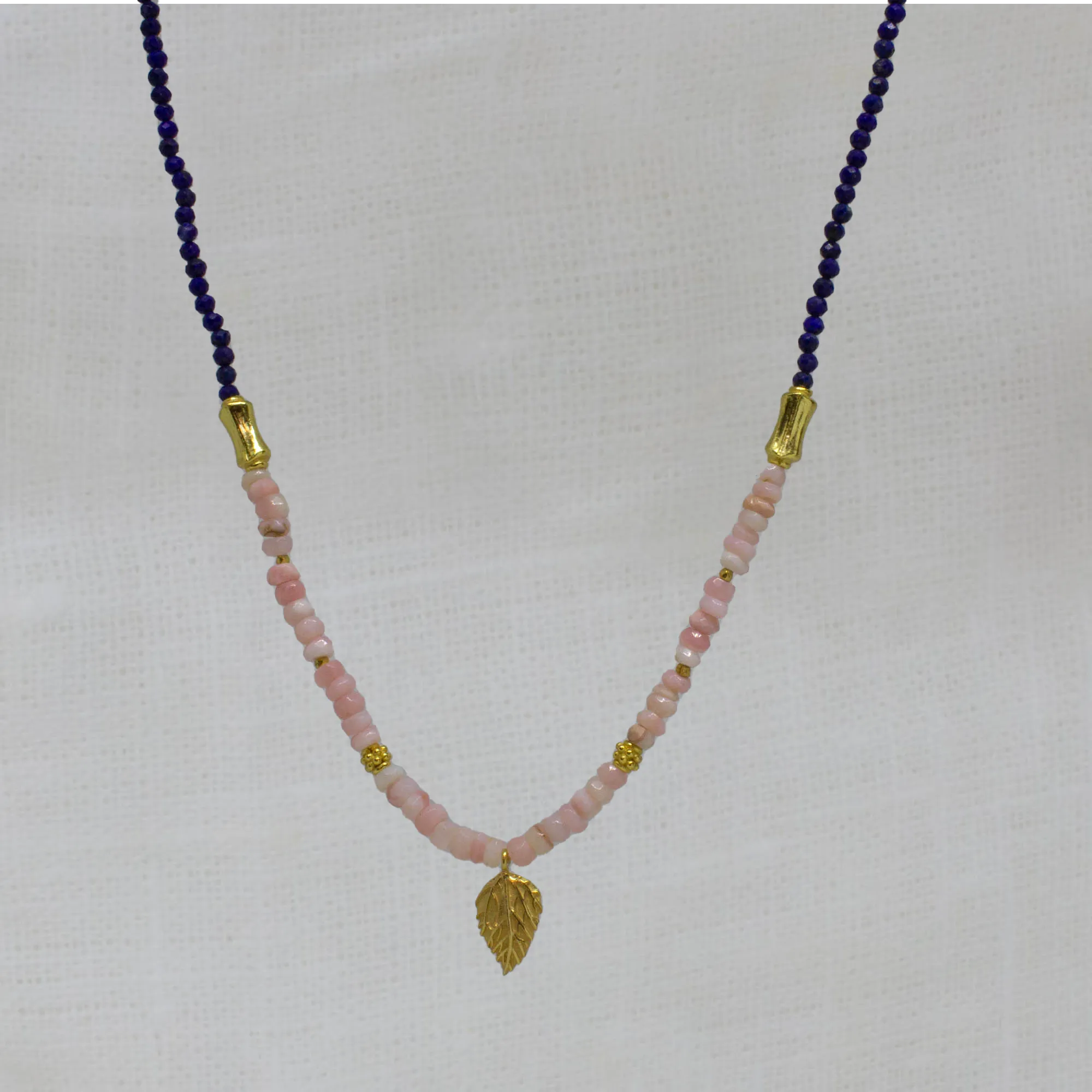 Gemstone Hazel Leaf Beaded Necklace