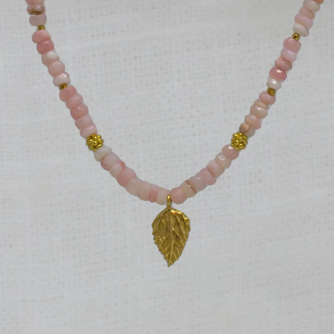 Gemstone Hazel Leaf Beaded Necklace