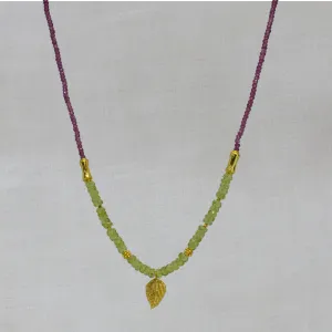 Gemstone Hazel Leaf Beaded Necklace