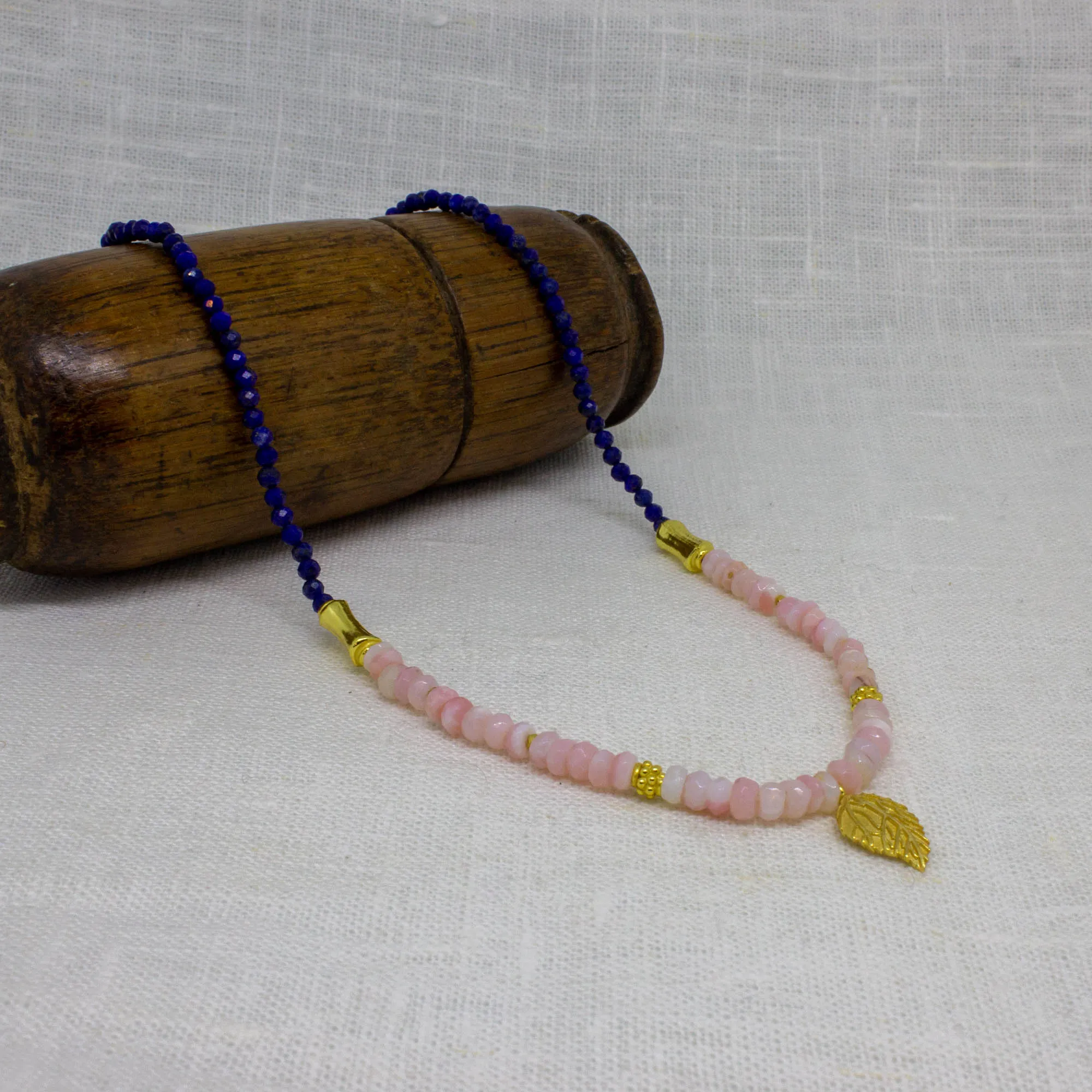 Gemstone Hazel Leaf Beaded Necklace
