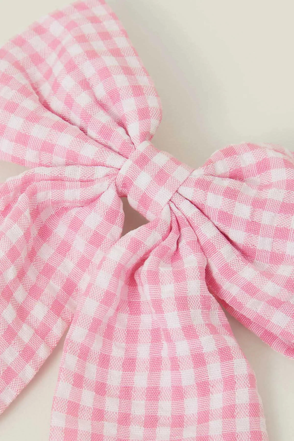 Gingham Bow Barrette Hair Clip