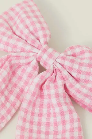 Gingham Bow Barrette Hair Clip