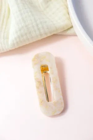 Gold leaf milk rectangle hair clip