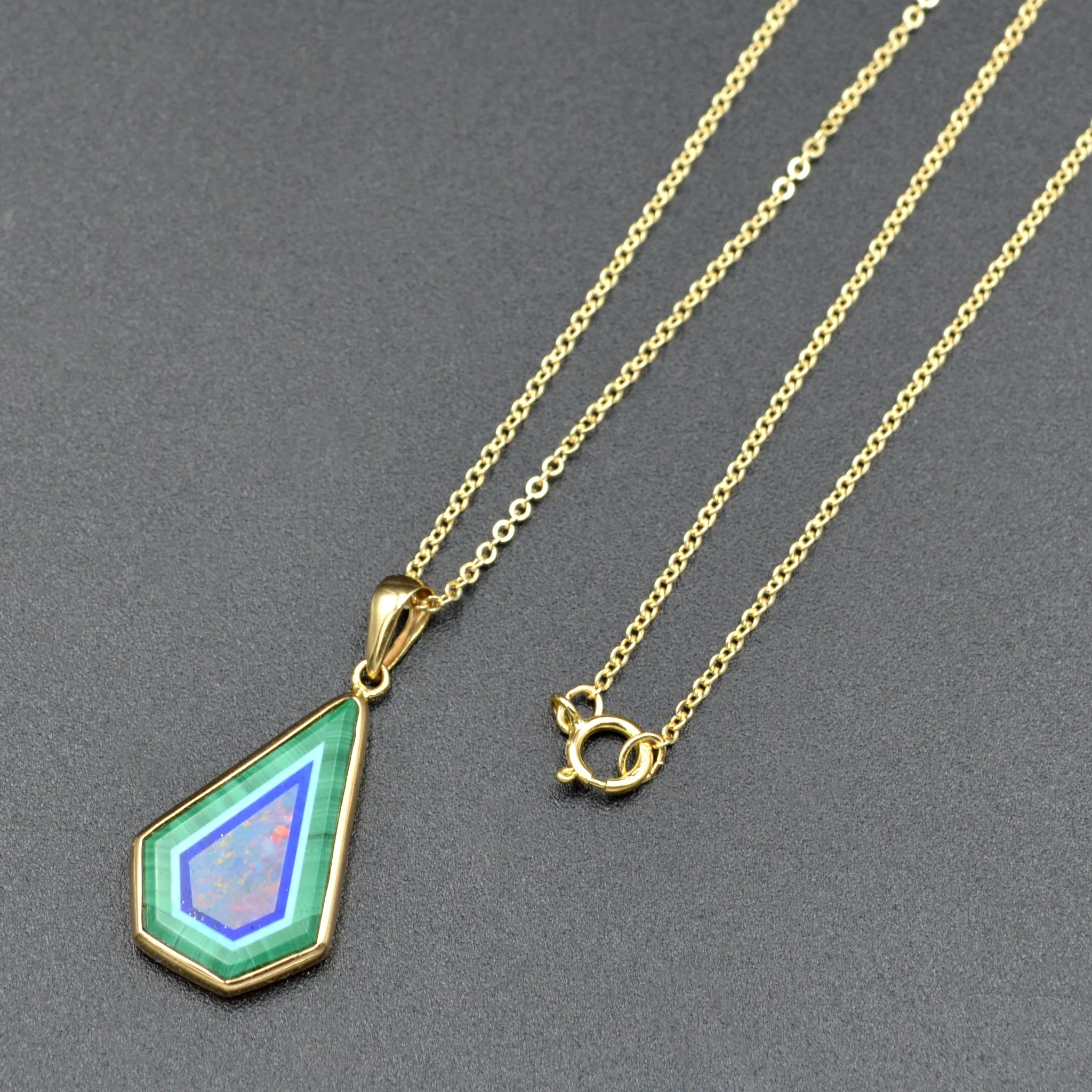Intarsia Gemstone and Gold Necklace