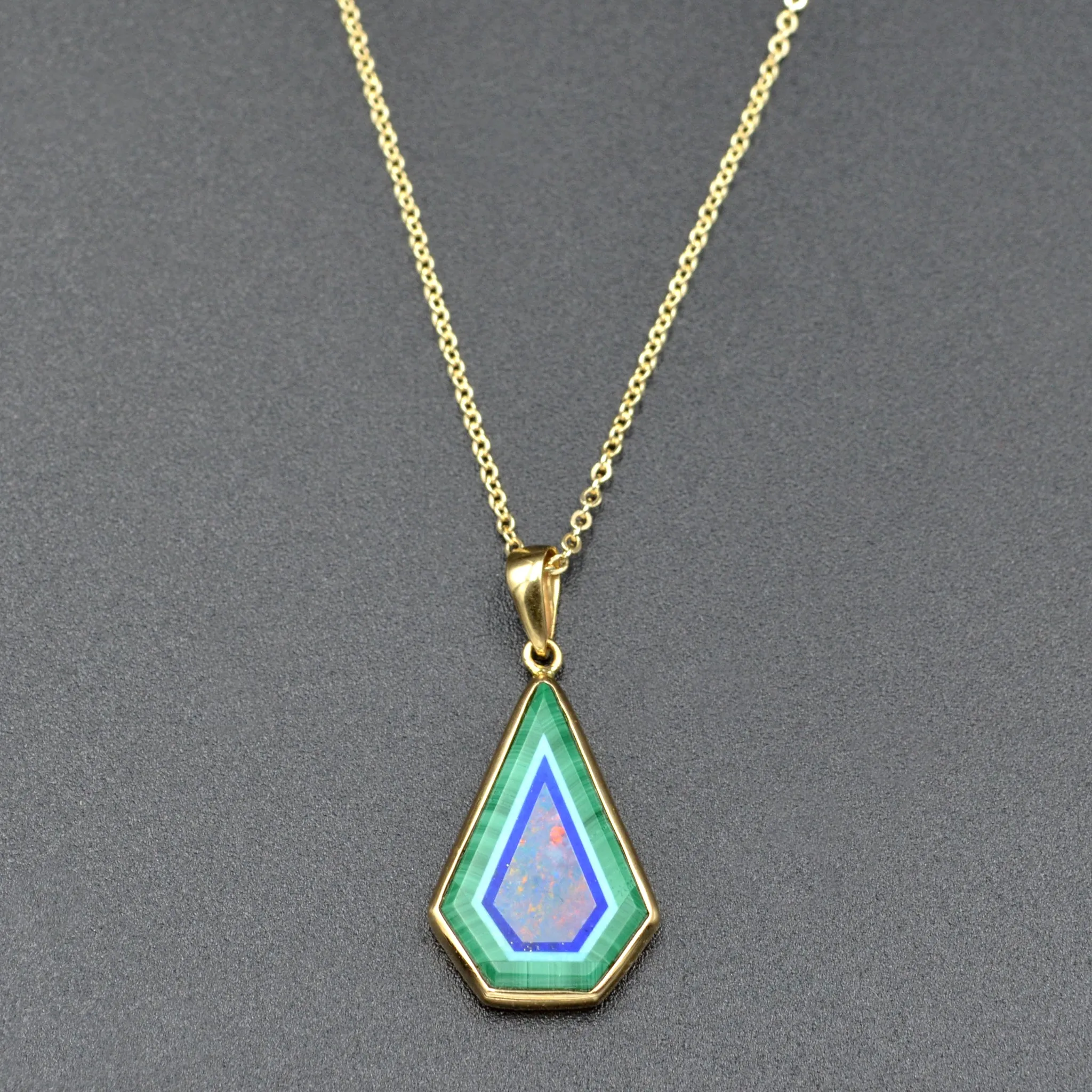 Intarsia Gemstone and Gold Necklace
