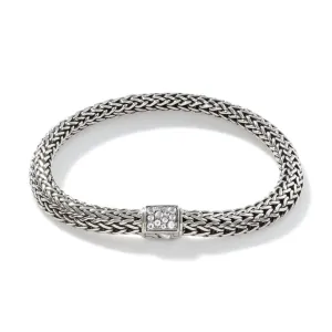 John Hardy Classic Chain Silver Reversible Bracelet with Treated Black Sapphire and Rainbow Moonstone | 6.75 Inches
