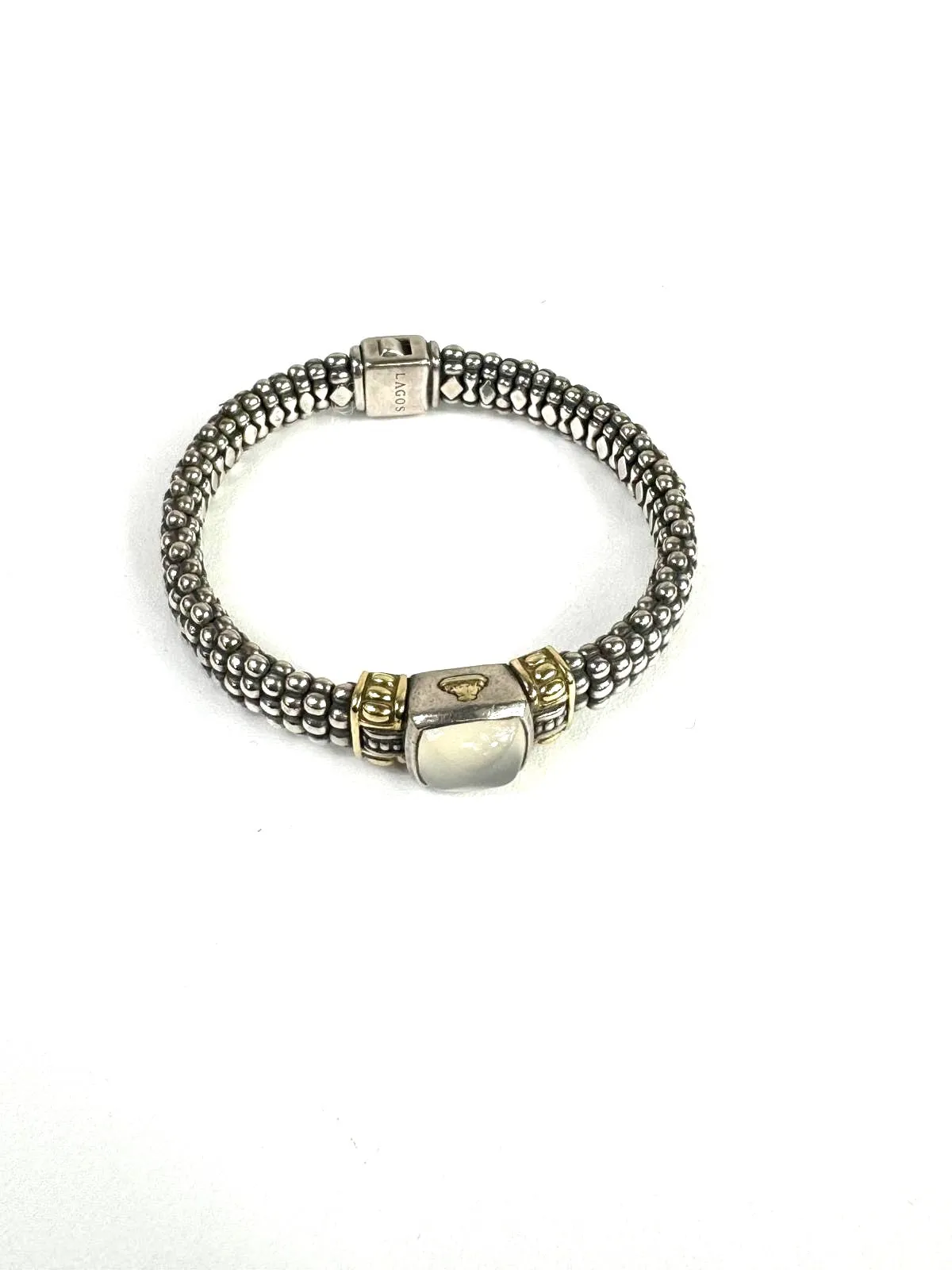 LAGOS STERLING SILVER 18K GOLD MOONSTONE CAVIAR BRACELET