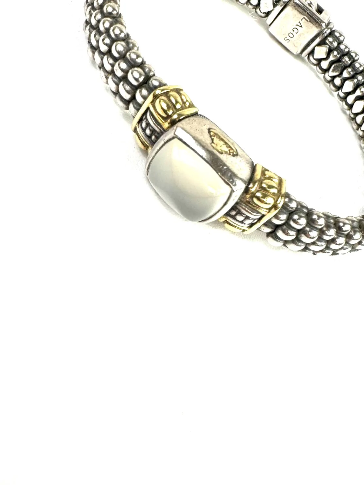 LAGOS STERLING SILVER 18K GOLD MOONSTONE CAVIAR BRACELET