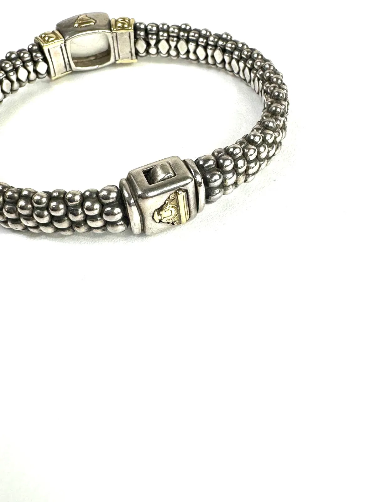 LAGOS STERLING SILVER 18K GOLD MOONSTONE CAVIAR BRACELET