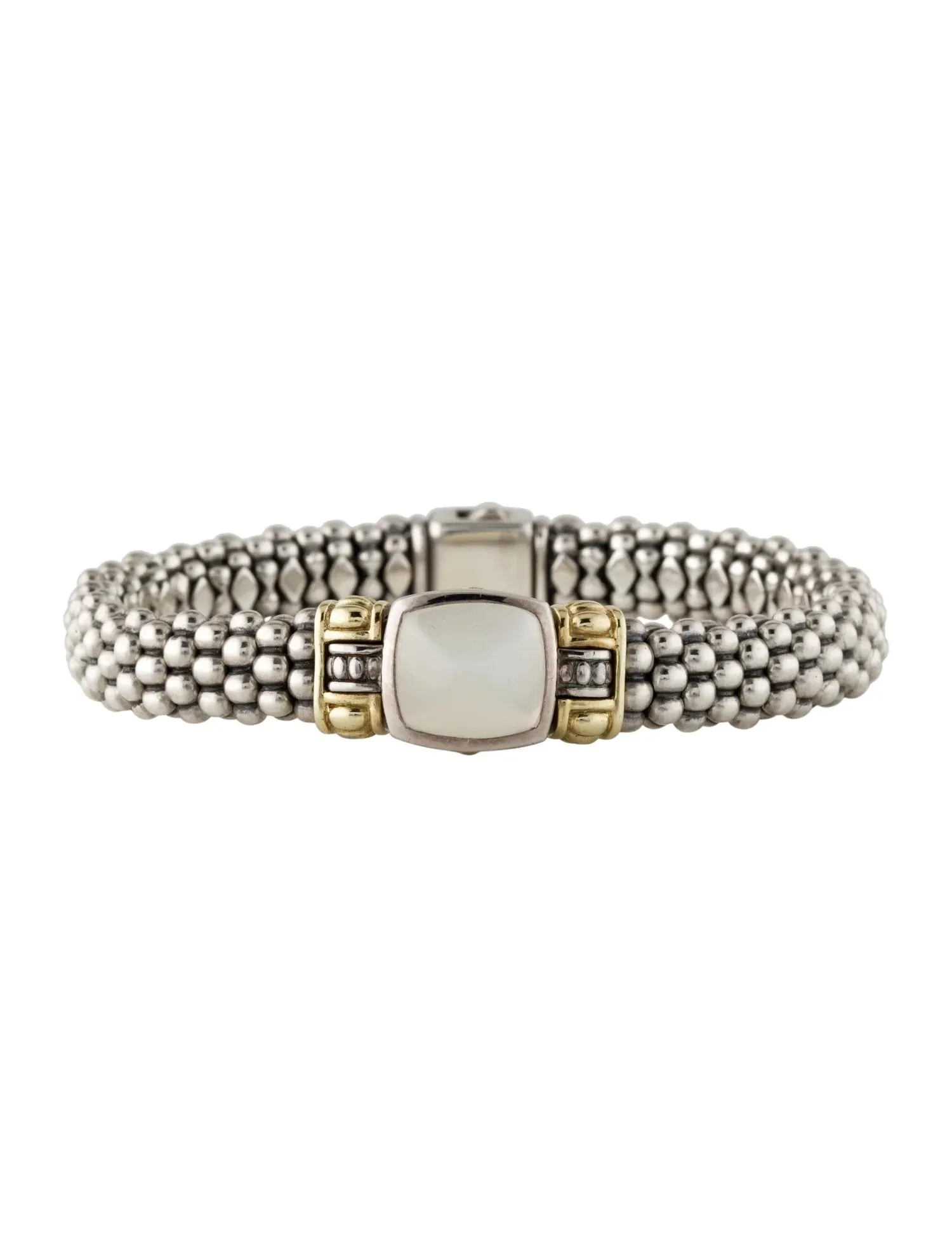 LAGOS STERLING SILVER 18K GOLD MOONSTONE CAVIAR BRACELET
