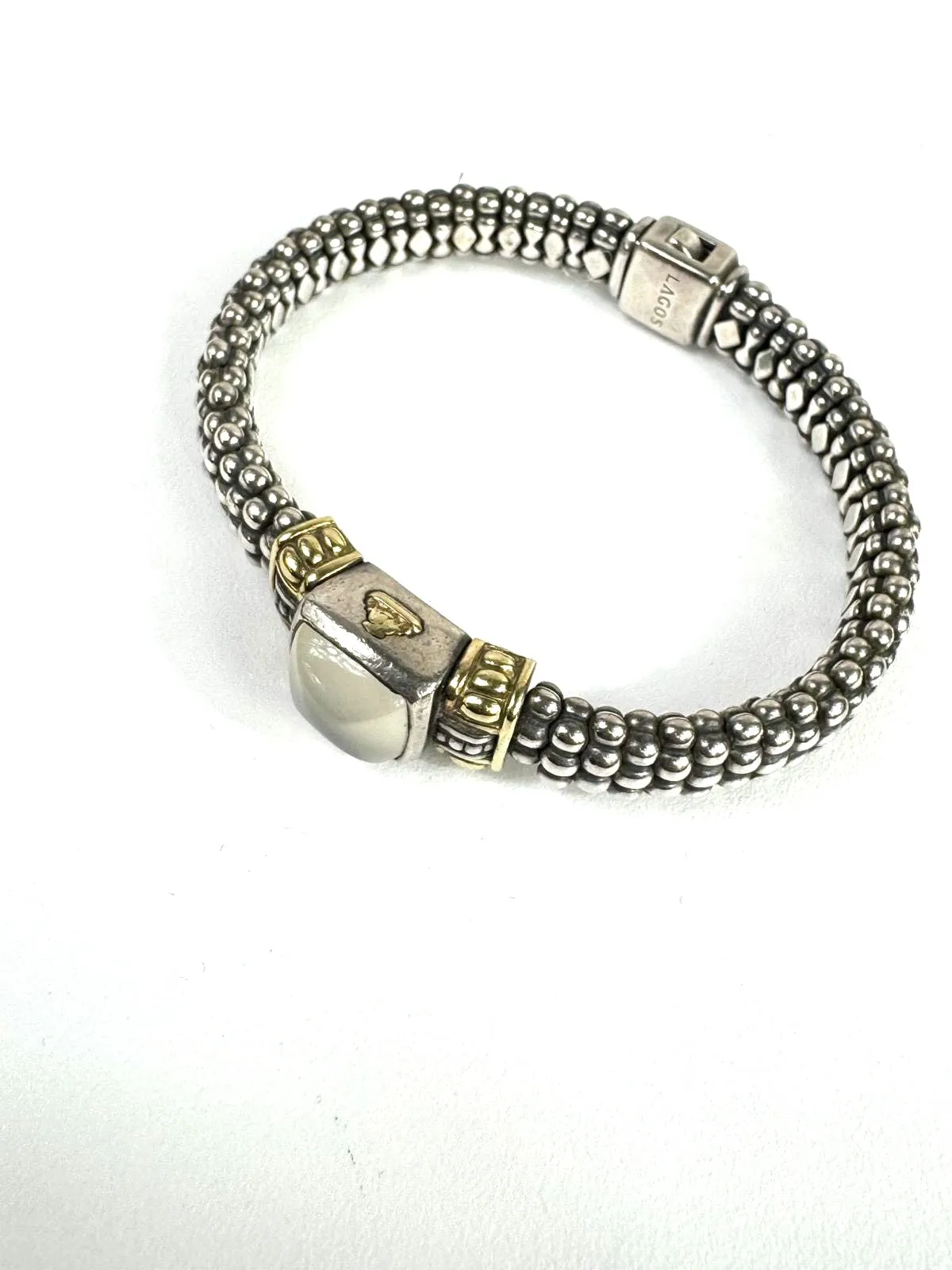 LAGOS STERLING SILVER 18K GOLD MOONSTONE CAVIAR BRACELET