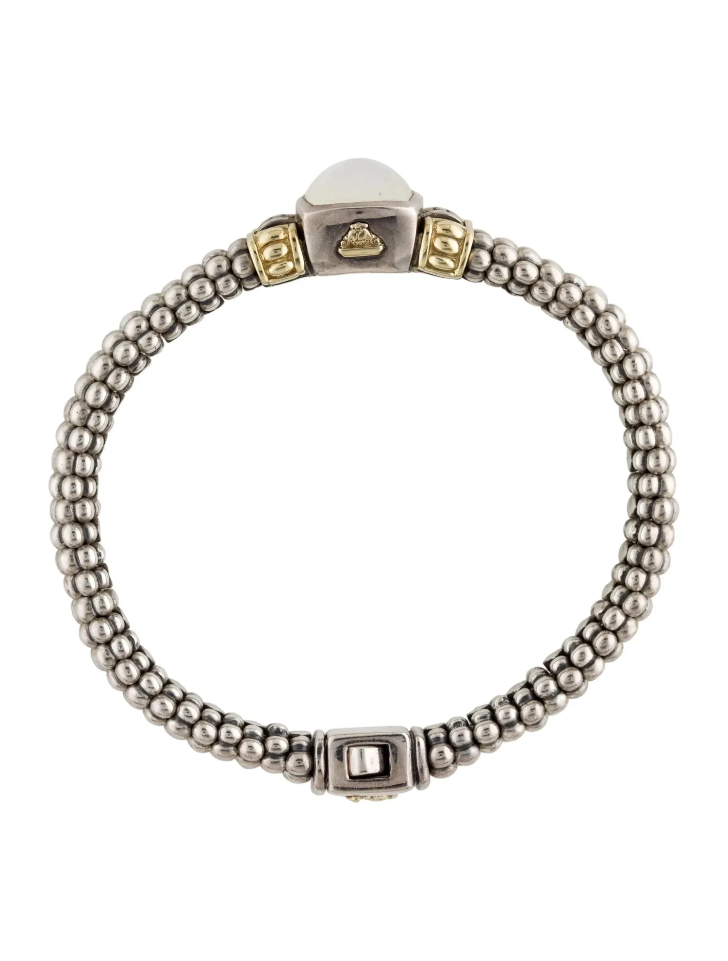 LAGOS STERLING SILVER 18K GOLD MOONSTONE CAVIAR BRACELET