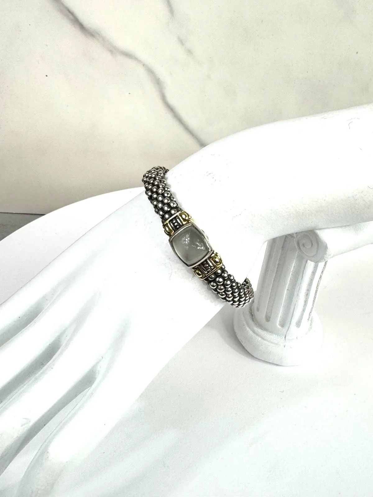 LAGOS STERLING SILVER 18K GOLD MOONSTONE CAVIAR BRACELET