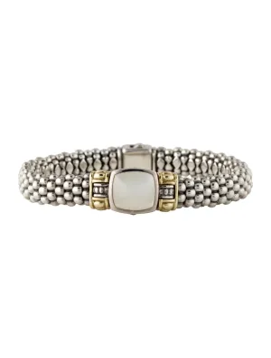 LAGOS STERLING SILVER 18K GOLD MOONSTONE CAVIAR BRACELET