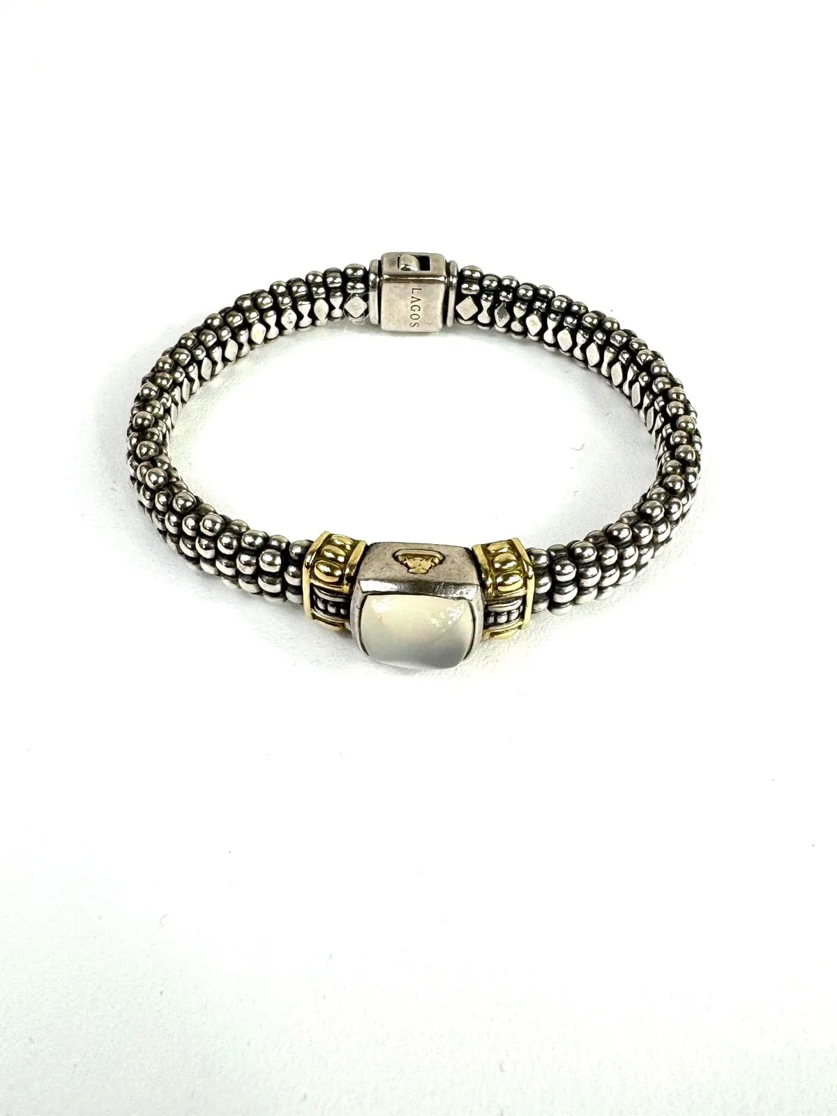 LAGOS STERLING SILVER 18K GOLD MOONSTONE CAVIAR BRACELET